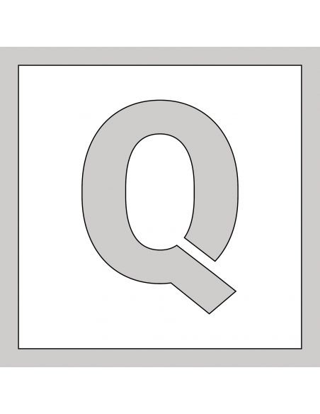 Spuitsjabloon letter Q - dibond, wit, vierkant
