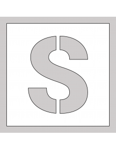 Spuitsjabloon letter S - dibond, wit, vierkant