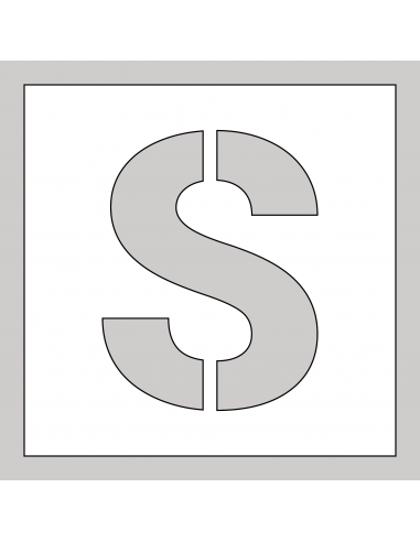 Spuitsjabloon letter S - dibond, wit, vierkant