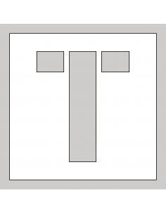 Spuitsjabloon letter T - dibond, wit, vierkant