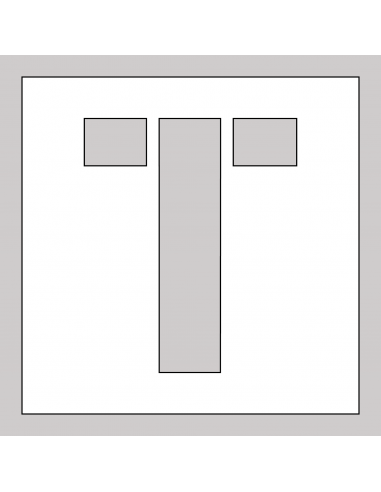 Spuitsjabloon letter T - dibond, wit, vierkant