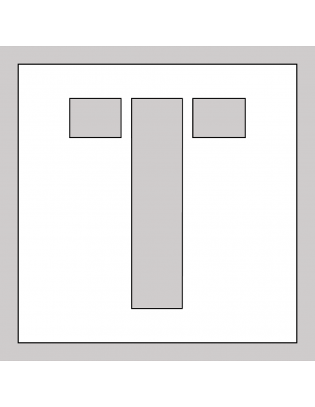 Spuitsjabloon letter T - dibond, wit, vierkant