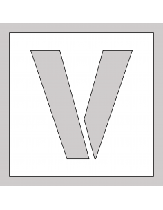 Spuitsjabloon letter V - dibond, wit, vierkant