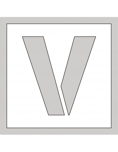 Spuitsjabloon letter V - dibond, wit, vierkant