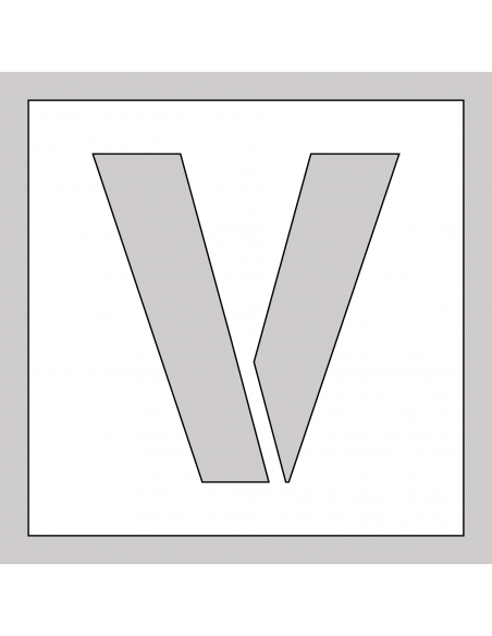 Spuitsjabloon letter V - dibond, wit, vierkant