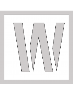 Spuitsjabloon letter W - dibond, wit, vierkant