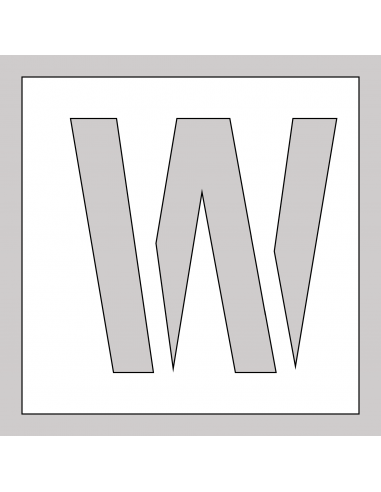 Spuitsjabloon letter W - dibond, wit, vierkant
