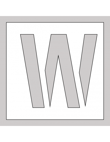 Spuitsjabloon letter W - dibond, wit, vierkant