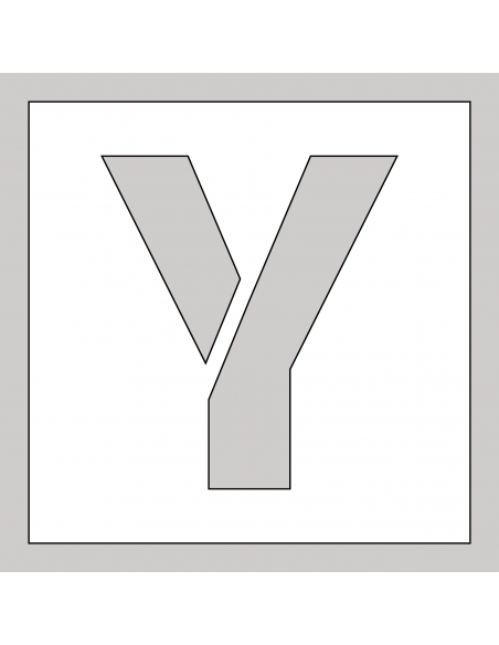Spuitsjabloon letter Y - dibond, wit, vierkant