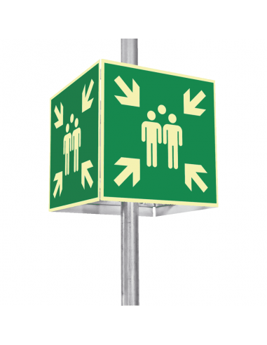 Extra lichtgevende verzamelplaats bord set, aluminium, 400 x 400 mm, met bevestiging