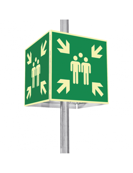 Extra lichtgevende verzamelplaats bord set, aluminium, 400 x 400 mm, met bevestiging