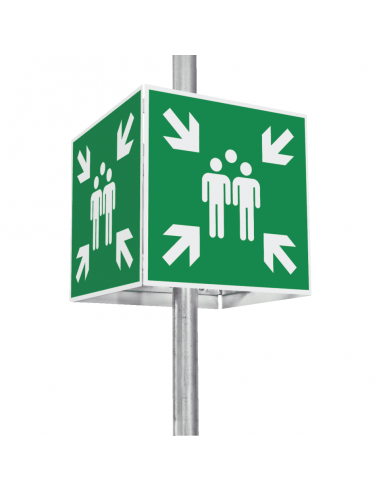 Set verzamelplaatsbord, aluminium, 400 x 400 mm, met bevestiging