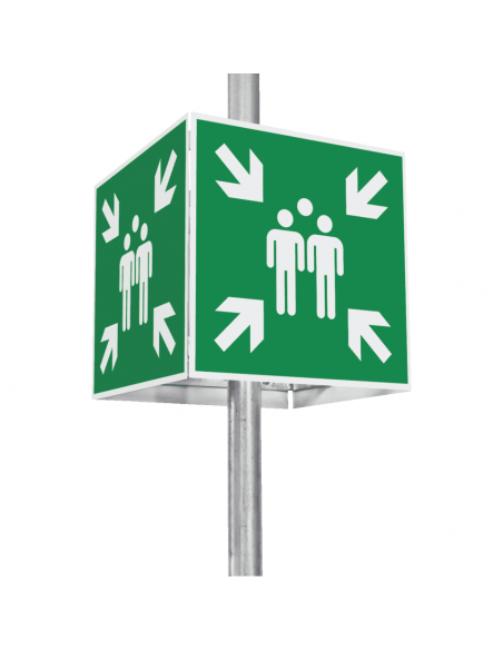 Set verzamelplaatsbord, aluminium, 400 x 400 mm, met bevestiging