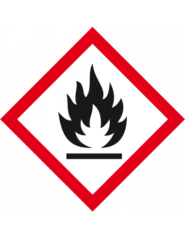 GHS02 ontvlambare stoffen sticker, 500 op rol, vuur, ruit, rood wit