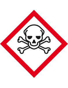 GHS06 giftige stoffen bord, doodshoofd, rood wit, ruit