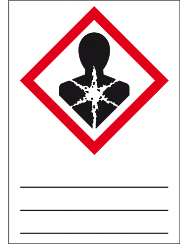 GHS08 gezondheidsgevaar sticker, beschrijfbaar, schadelijk voor mens, ruit, rood wit