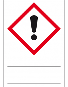 GHS07 irriterende stoffen sticker, beschrijfbaar, uitroepteken, rood wit, ruit