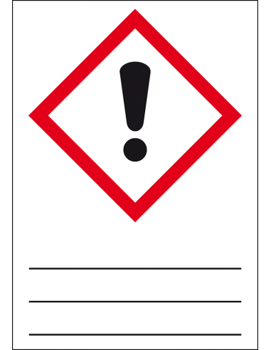 GHS07 irriterende stoffen sticker, beschrijfbaar, uitroepteken, rood wit, ruit