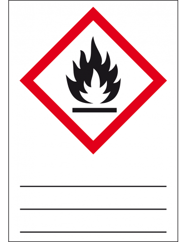 GHS02 ontvlambare stoffen sticker, beschrijfbaar, vuur, ruit, rood wit