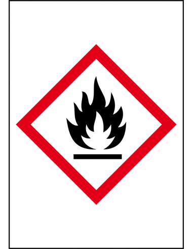 GHS02 ontvlambare stoffen sticker, 10 per vel, rechthoek, vuur, ruit, rood wit