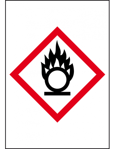 GHS03 oxiderende stoffen sticker, 10 per vel, rechthoek, ruit, bijtend, corrosief, rood wit