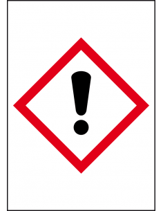 GHS07 irriterende stoffen sticker, 10 per vel, rechthoek, uitroepteken, rood wit, ruit
