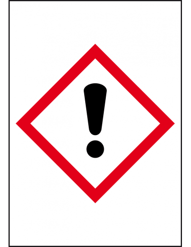 GHS07 irriterende stoffen sticker, 10 per vel, rechthoek, uitroepteken, rood wit, ruit