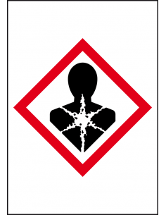 GHS08 gezondheidsgevaar sticker, 10 per vel, rechthoek, schadelijk voor mens, ruit, rood wit