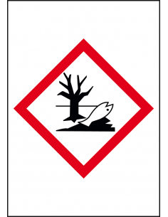 GHS09 milieugevaarlijke stoffen sticker, 10 per vel, rechthoek, vis, boom, ruit, rood wit