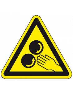 Van Riet - Sticker 'Waarschuwing voor hand tussen draaiende rollen', 100 mm