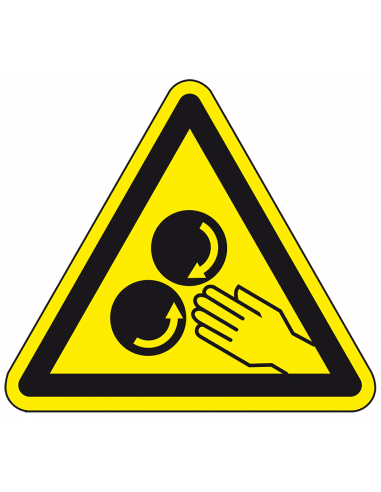 Van Riet - Sticker 'Waarschuwing voor hand tussen draaiende rollen', 100 mm