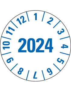 Jaarkeuringssticker wit, speciale kleving, 25 mm, 105 per boekje