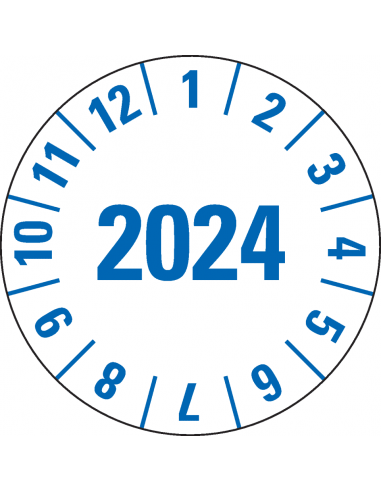 Jaarkeuringssticker wit, speciale kleving, 25 mm, 105 per boekje