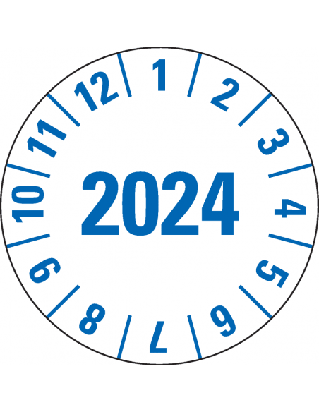 Jaarkeuringssticker wit, speciale kleving, 25 mm, 105 per boekje