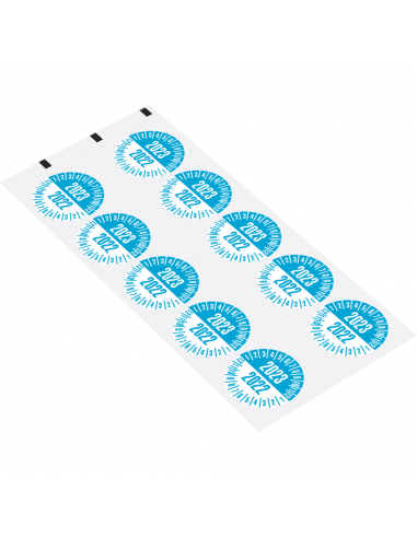 Keuringssticker met 2 jaartallen, 35 mm, 10 stuks per vel