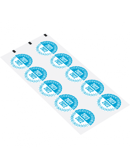 Keuringssticker met 2 jaartallen, 35 mm, 10 stuks per vel