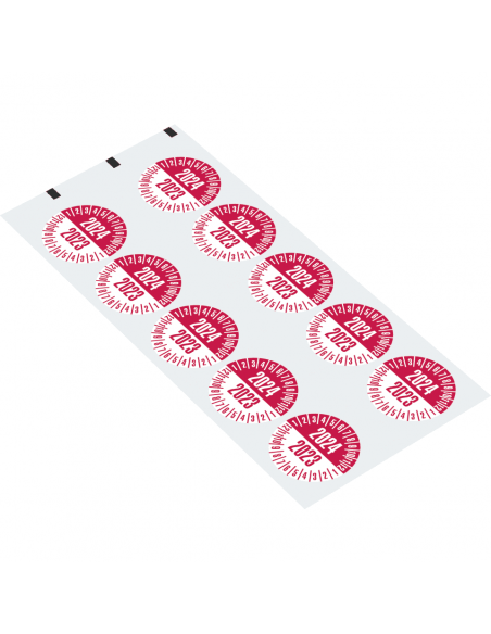 Keuringssticker met 2 jaartallen, 35 mm, 10 stuks per vel