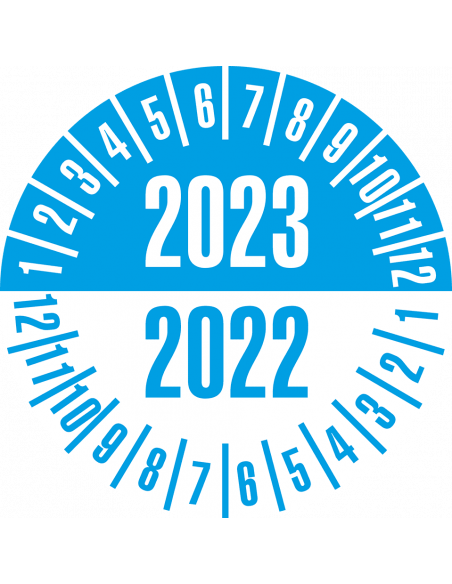 Keuringssticker met 2 jaartallen, 35 mm, 10 stuks per vel