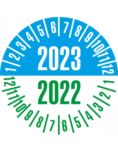 Keuringssticker met 2 jaartallen, 25 mm, 21 stuks vel