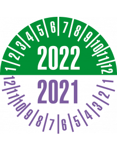 Keuringssticker met 2 jaartallen, 25 mm, 21 stuks vel