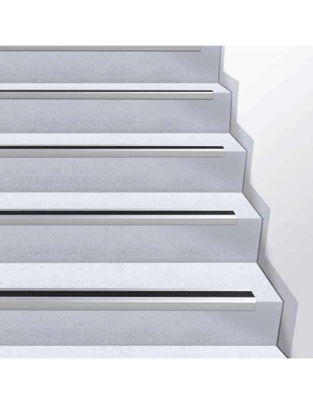 Antislip trapneusprofiel, R13, zwart, aluminium