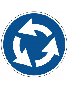 Rotonde bord, D1, kunststof, verkeer, blauw wit, rond, symbool rotonde