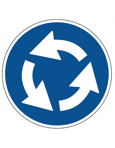 Rotonde bord, D1, kunststof, verkeer, blauw wit, rond, symbool rotonde