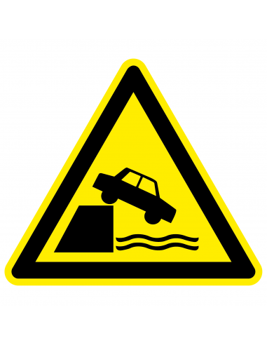 Waarschuwingssticker onbeschermde randen, W051, geel zwart, ISO 7010, onbeschermde randen symbool, driehoek