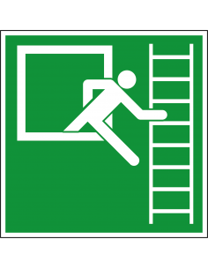 Bord 'Noodvenster met vluchtladder rechts' , 100 x 100 mm, ISO 7010, E016