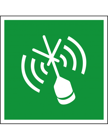 EPIRB bord, kunststof, E052, groen wit, symbool EPIRB, vierkant, ISO 7010