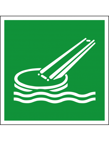 Evacuatieglijbaan bord, kunststof, E054, groen wit, symbool glijbaan, vierkant, ISO 7010