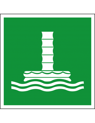 Valpijp voor evacuatie sticker, ISO 7010, E055, groen wit, vierkant