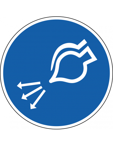 Luchttoevoer starten gebodssticker, ISO 7010, M044, blauw wit, rond