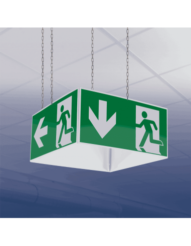 Nooduitgang kubus beneden, rechts, links